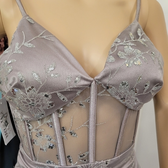 Dear Moon Silver Glitter Mesh Gown Size 0 - Picture 9 of 16